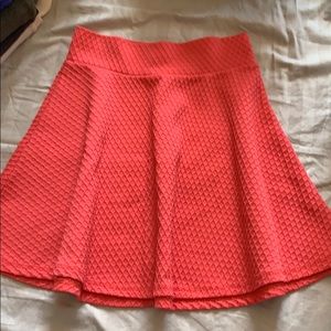 Textured Pink High Rise Skater Skirt